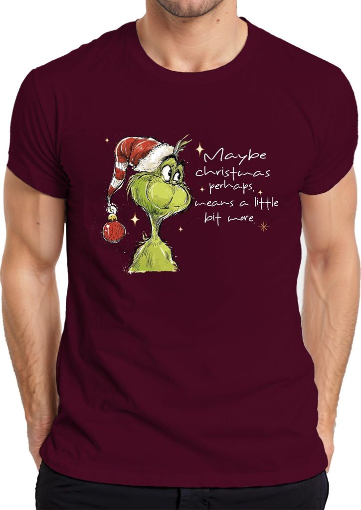 Maybe Christmas means a little bit more Grinch Weihnachten lustig Herren T-Shirt, Burgundy, 3XL