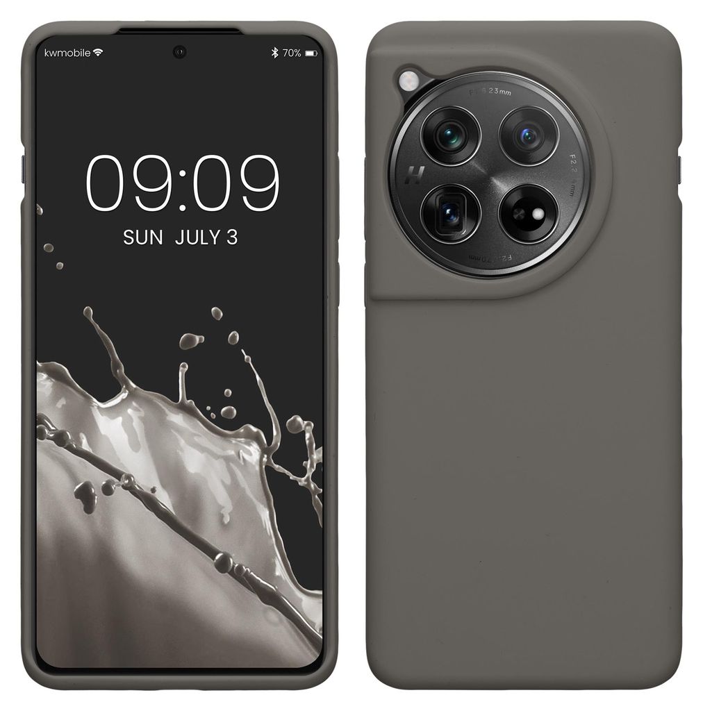 kwmobile Handyhülle für OnePlus 12 Hülle - Case Silikon - Kabelloses Laden - Schutzhülle Cover in Stone Dust