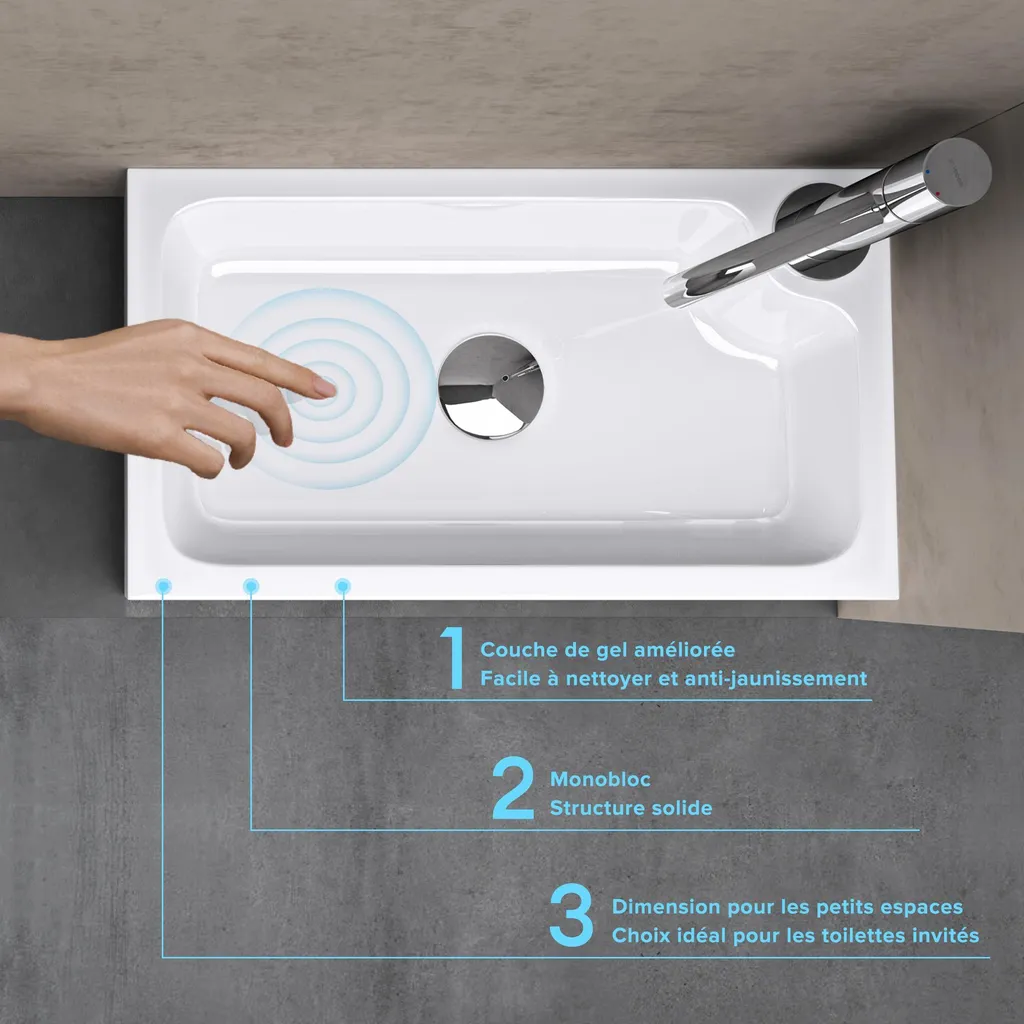 Vasque en Solid Surface Blanc Mat 46x26 Colossum101 - Petit Lavabo