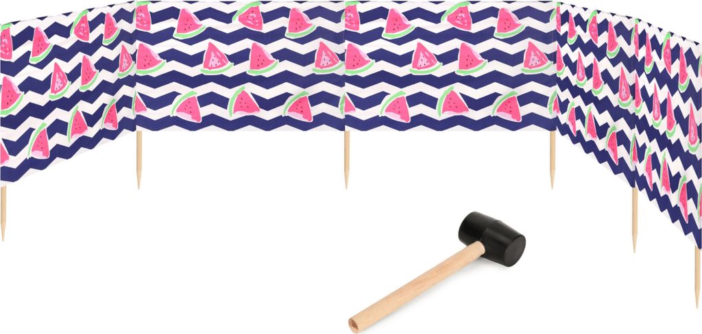Garronda Strand Windschutz Sichtschutz 6m lang plus Gummihammer GAEX001 (Wassermelone-2, 6 m)