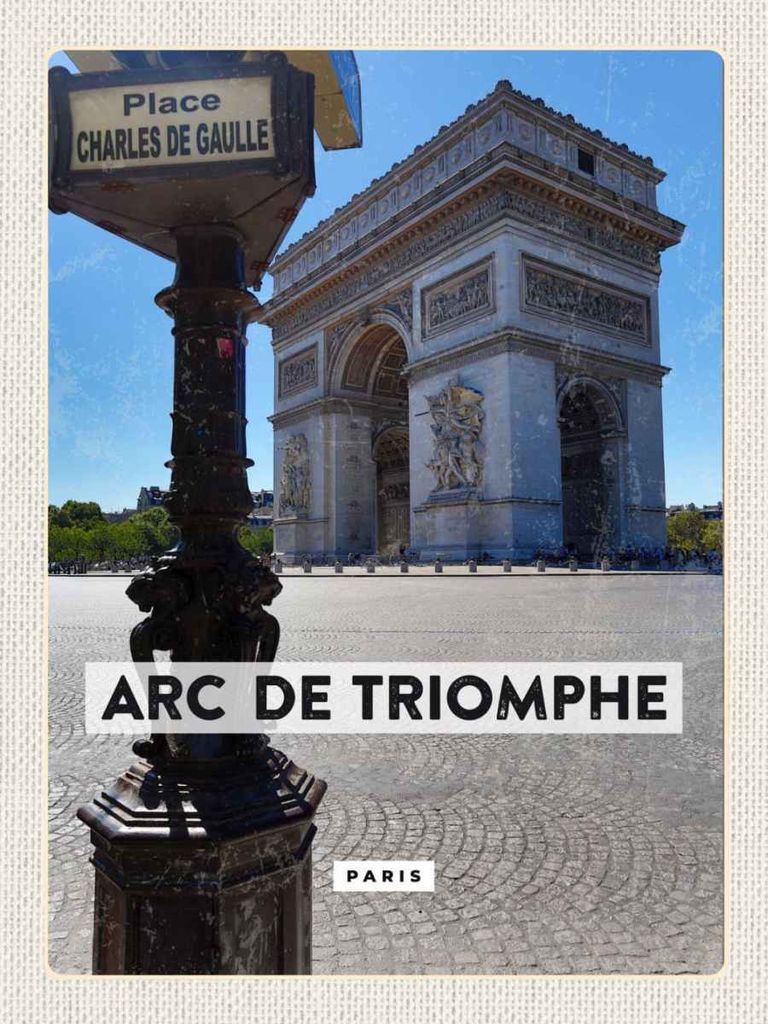 vianmo Holzschild 40x30 cm Arc de Triomphe Paris Bildmotiv Reisemotiv Straße Stadt