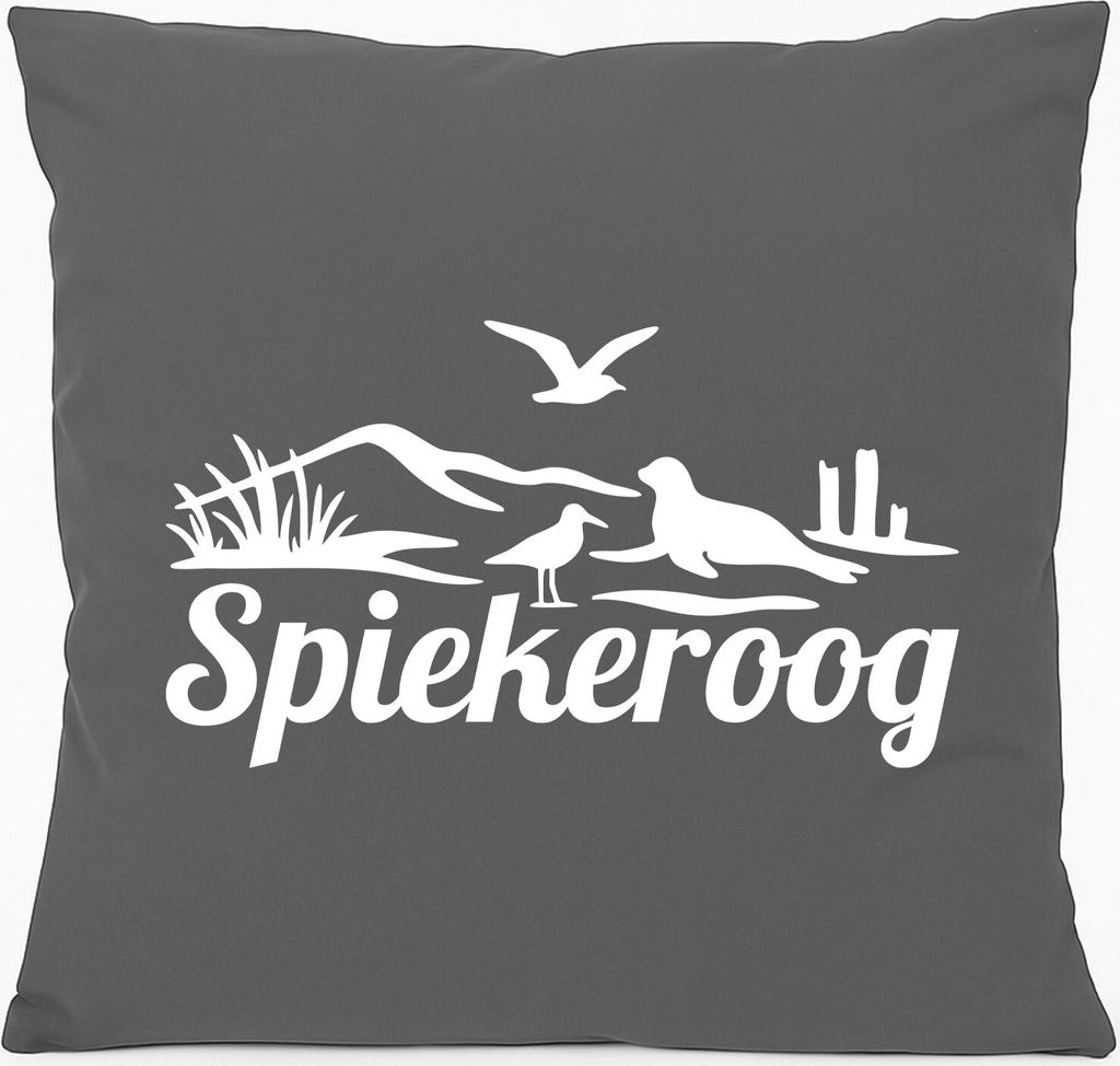 Huuraa Sofakissen Spiekeroog Strandmotiv Geschenk 40x40cm mit Füllung Steel Grey Baumwolle Spiekeroog Mitbringsel