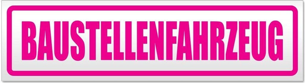 Kiwistar - Autoaufkleber - Pink - 30 x 8 cm - Baustellenfahrzeug - Hinweis Aufkleber Sticker für Auto, Kfz, Fahrrad, PKW, LKW
