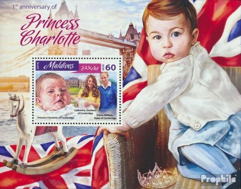 Briefmarken Malediven 2016 Mi Block 963 (kompl. Ausg.) postfrisch Prinzessin Charlotte