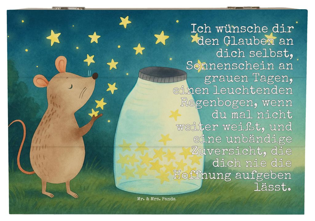 Mr. & Mrs. Panda Box Maus Sterne Design 22 x 15 cm - Weiß - Geschenk, Truhe, Geburt, Holzkiste, Lustige Sprüche, Taufe, Kindergeburtstag, geschen...
