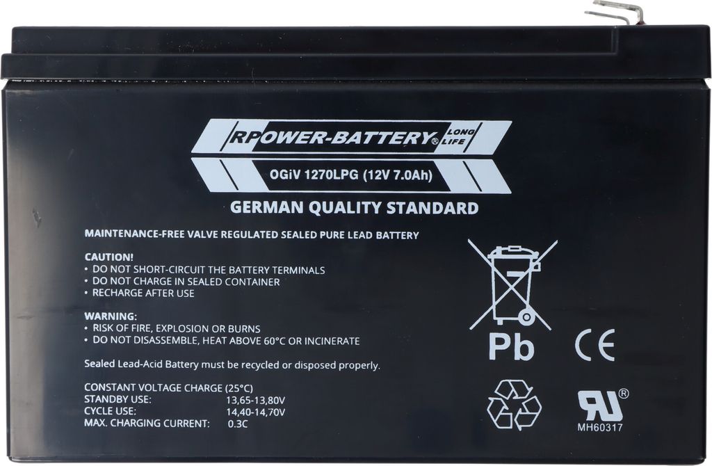 RPower OGiV1270LP 12V 7Ah Longlife Bleiakku AGM Blei Gel Produktbild 