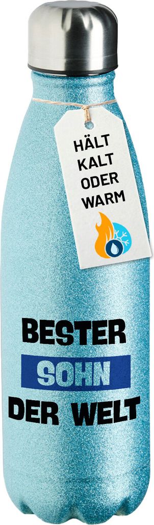 Huuraa Trinkflasche Bester Sohn der Welt 500ml Blue Edelstahl Wasserflasche Trinkflasche Geschenkidee