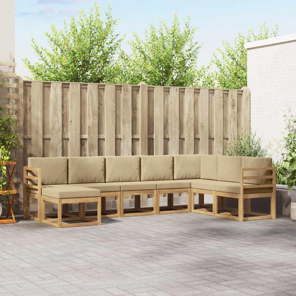Möbel Outdoor-Sofagarnitur mit Kissen 8 pcs Weiß und BeigeGartensofas - Gartensofas c3224