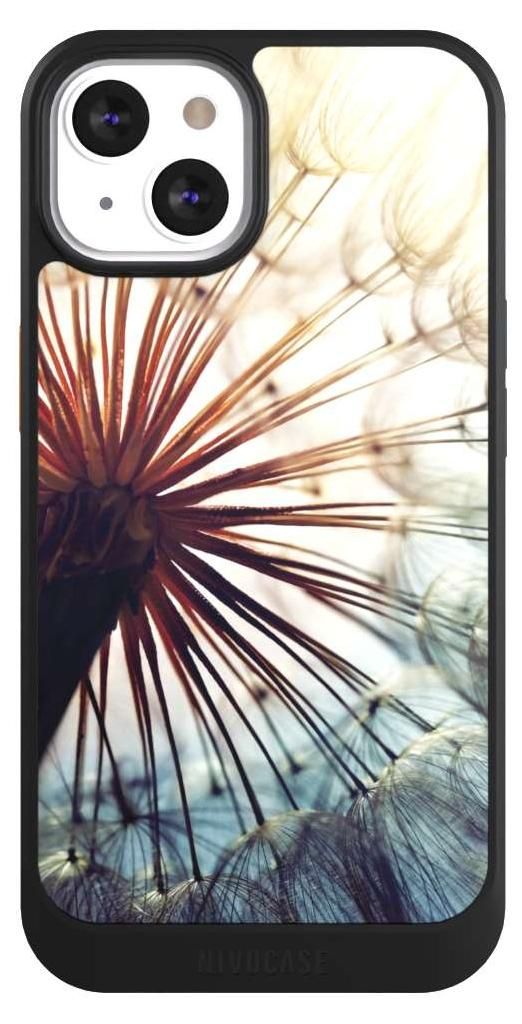 NIVOCASE Hülle für Apple iPhone 13 Handyhülle NIVOcore Case Schwarz Blumen Fotografie Pusteblume