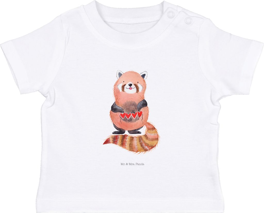 Mr. & Mrs. Panda T-Shirt Roter Panda 0. - 6. Monat - Weiß - Geschenk, Herz, Baby Shirt, Lustige Sprüche, Rot, Babyshirt, Liebe, Baumwollshirt, Li...