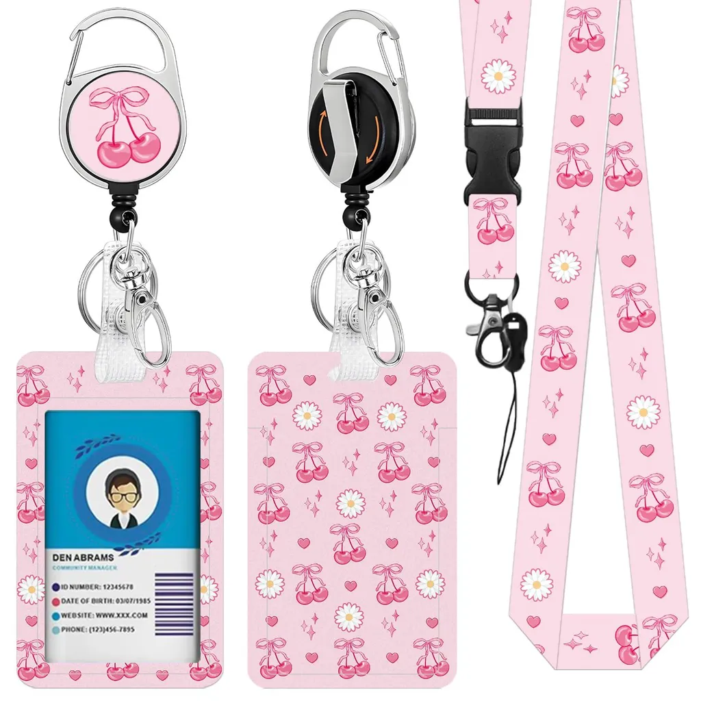 Cordon porte-badge pour enseignante et élève avec motif joli nœud