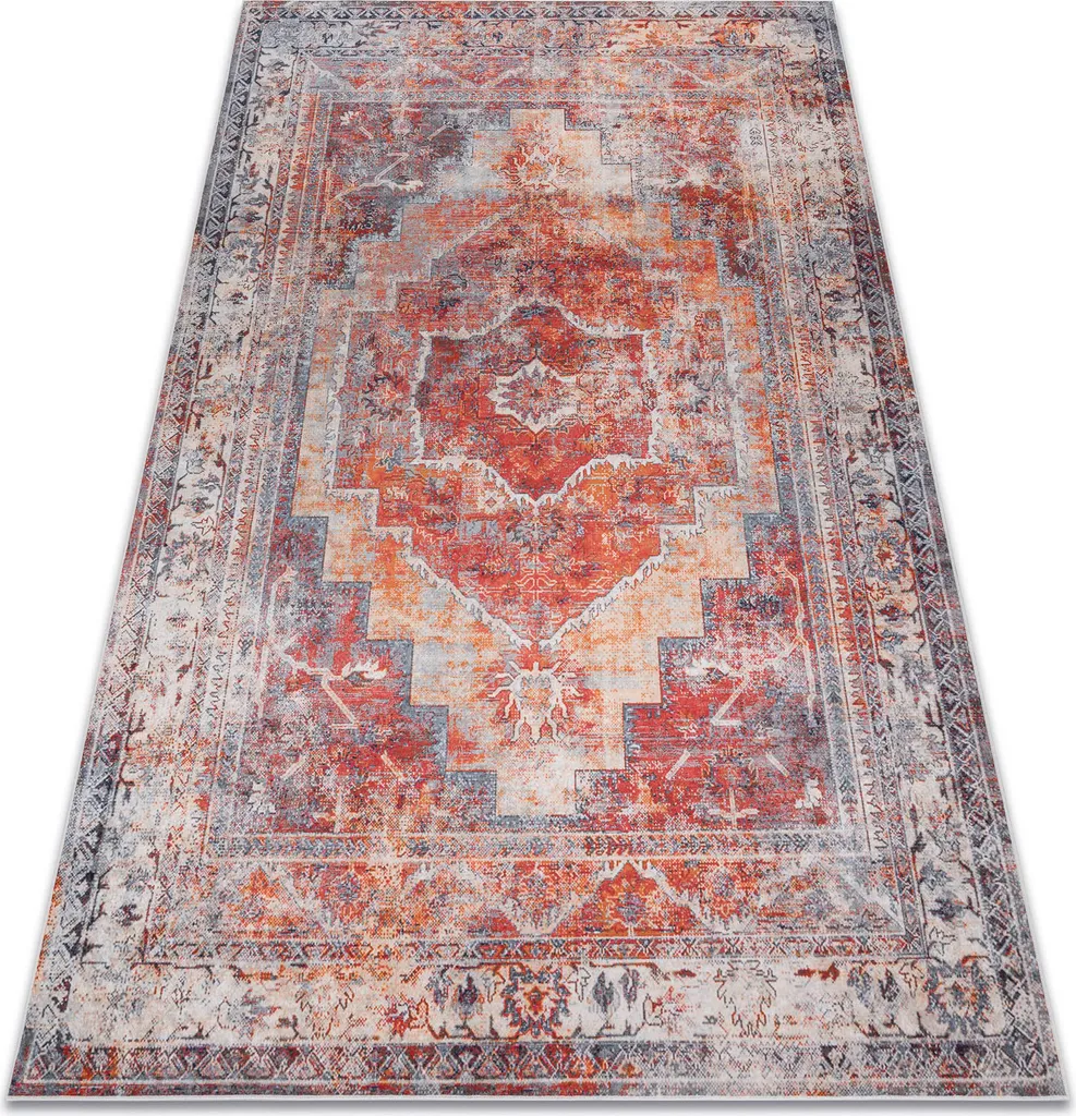 Tapis de Salon Vintage Rouge 120x170 cm avec Dossier Antidérapant