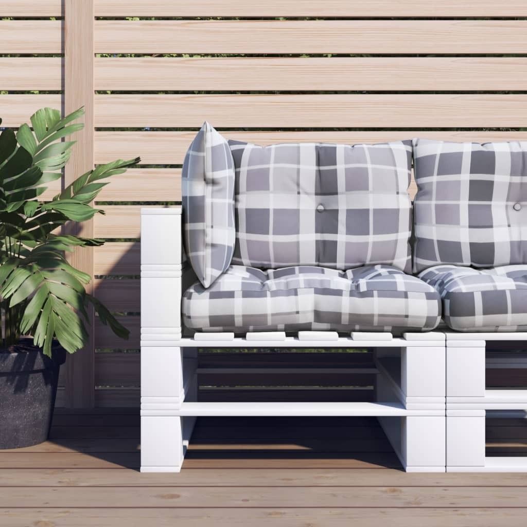 "SALE 2026"Gartenbankauflage - CLORIS - Palettenkissen 3-tlg. - modernes Design - Sitzkissen/Polsterauflage - Grau Karomuster Stoff DE212471 - Gart...