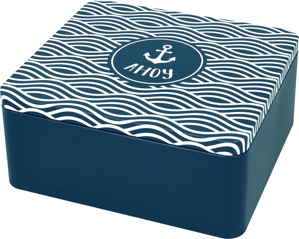 BIRKMANN Geschenkbox mit Spruch, blau, 21 x 19 cm, H 9 cm, aus robustem Weißblech, 439887