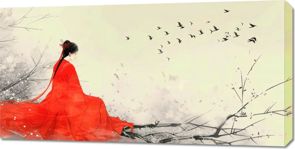 Offerta Quadro Diva su un ramo 100x50cm - Tela Canvas Pronto Appendere