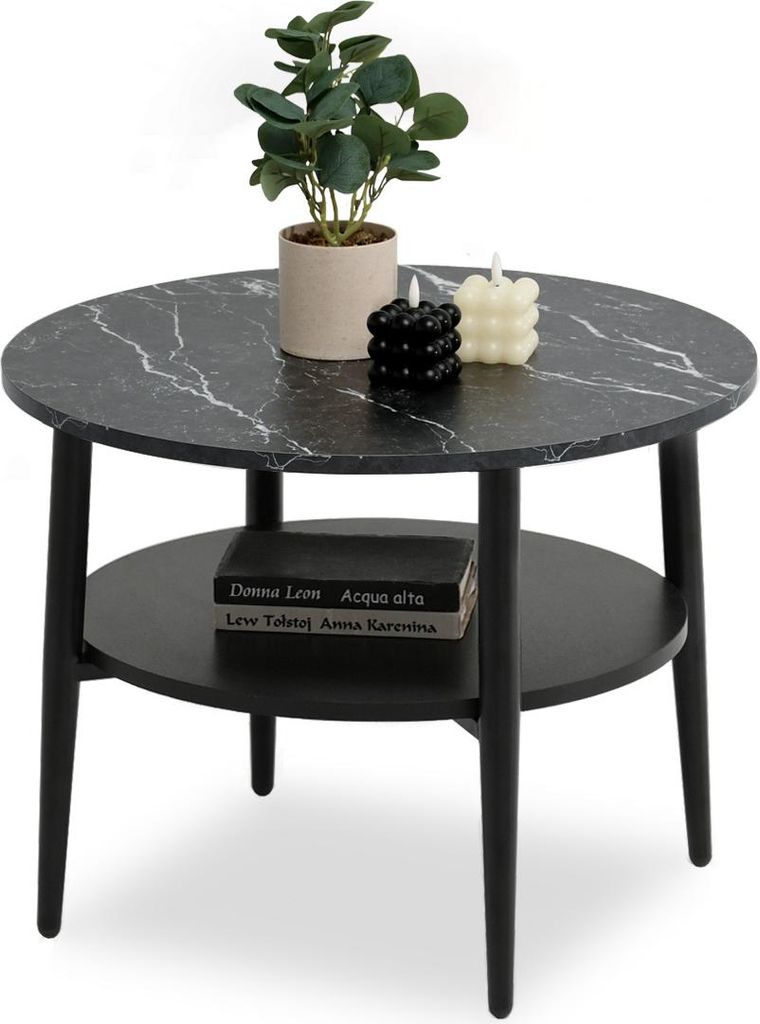 Table basse ronde 60 TODOR - noir / marbre noir Image du produit 