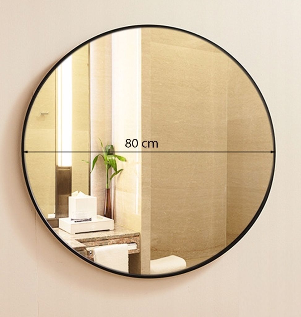 Okrúhle kúpeľňové zrkadlo s čiernym rámom s priemerom 80 cm Obrázok produktu 8