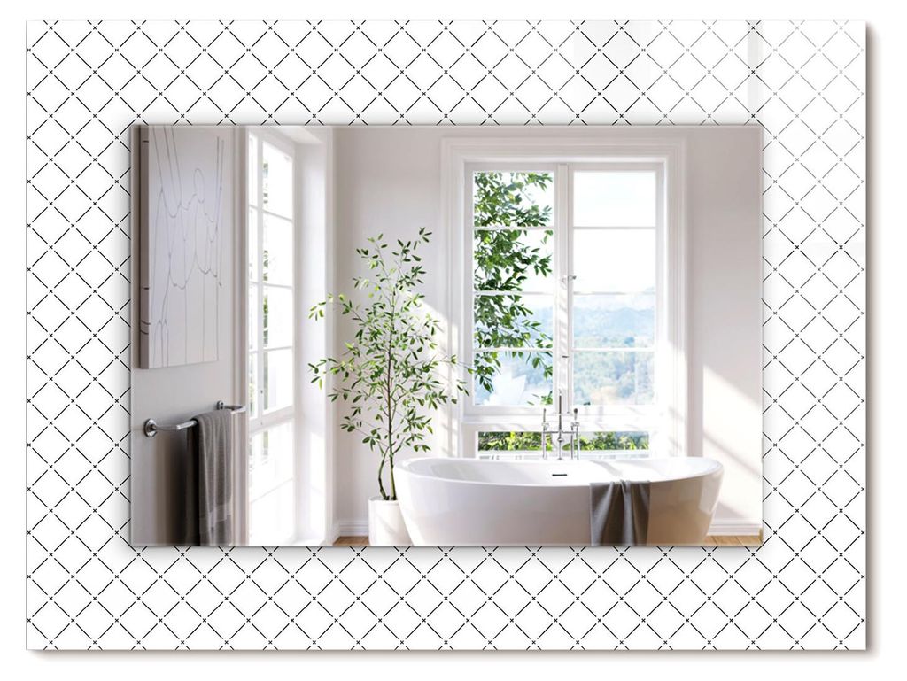 Schachbrettmuster mit Linien – Rechteckiger Spiegel mit Druck 80x60 cm – Modern - Dekorativ für die Wand