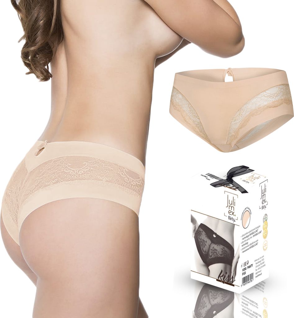 Julimex KISS Damen Slip Panty Spitze, Farbe: Beige, Große: M