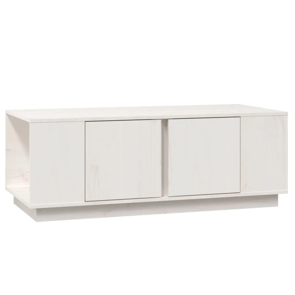 Tavolino Salotto Bianco in Vero Legno Pino Massiccio 110x50x40 cm