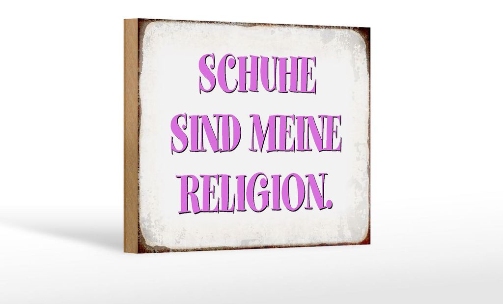 Holzschild Spruch 18x12cm Schuhe sind meine Religion