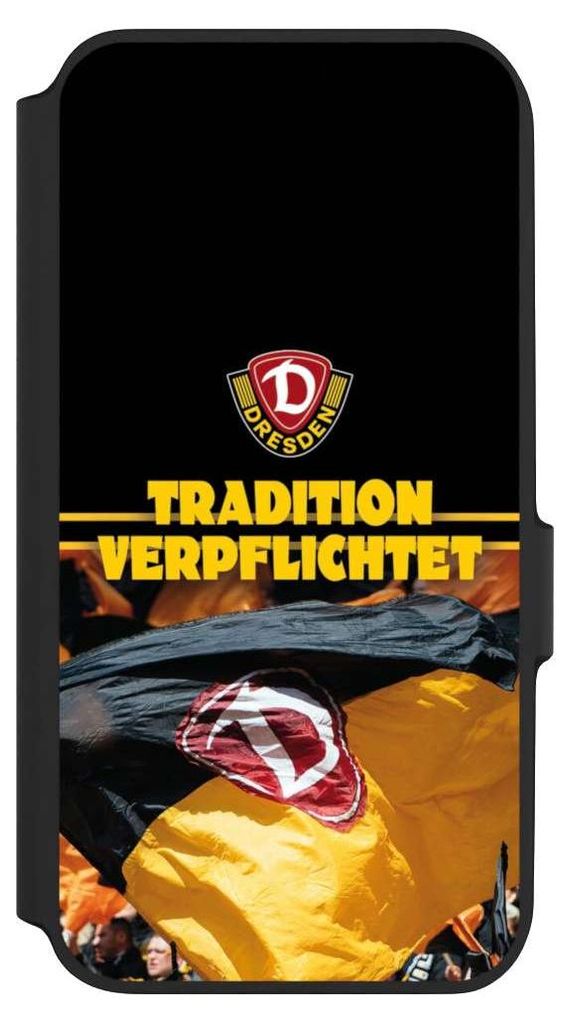 NIVOCASE Klapphülle für Samsung Galaxy A54 5G Handyhülle aus Kunst Leder NIVOflip schwarz Fanartikel SG Dynamo Dresden SGD