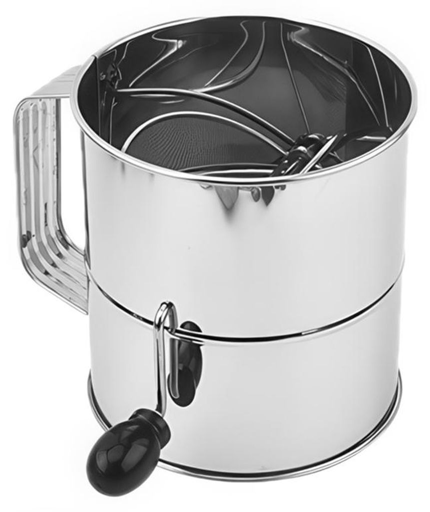 Mehlsieb 8 Tassen – Edelstahl Handkurbel Sifter mit feinmaschigem Sieb und Rührwerk – Schnelles Sieben für Backen, Mehlduster, praktischer K...