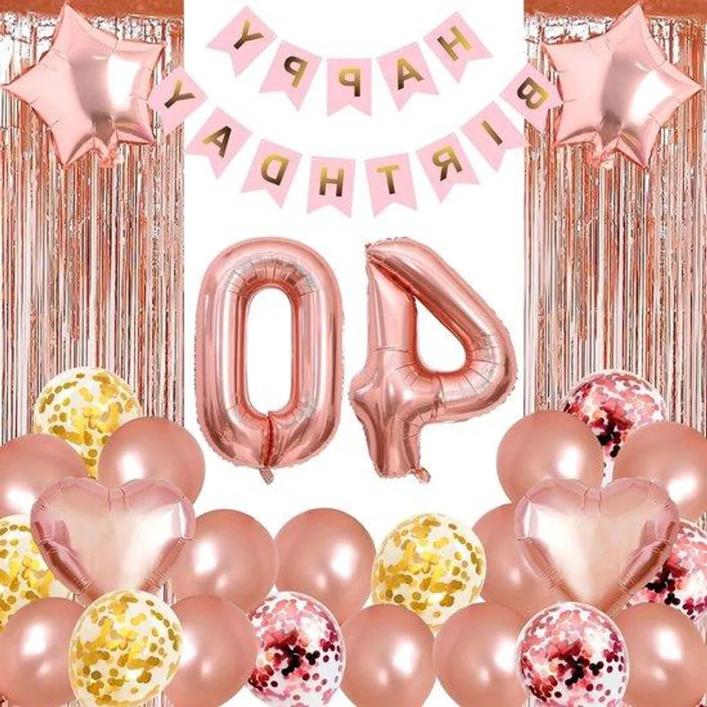 Ballons dorés 40 ans : déco d'anniversaire Mme Rosa facile à installer