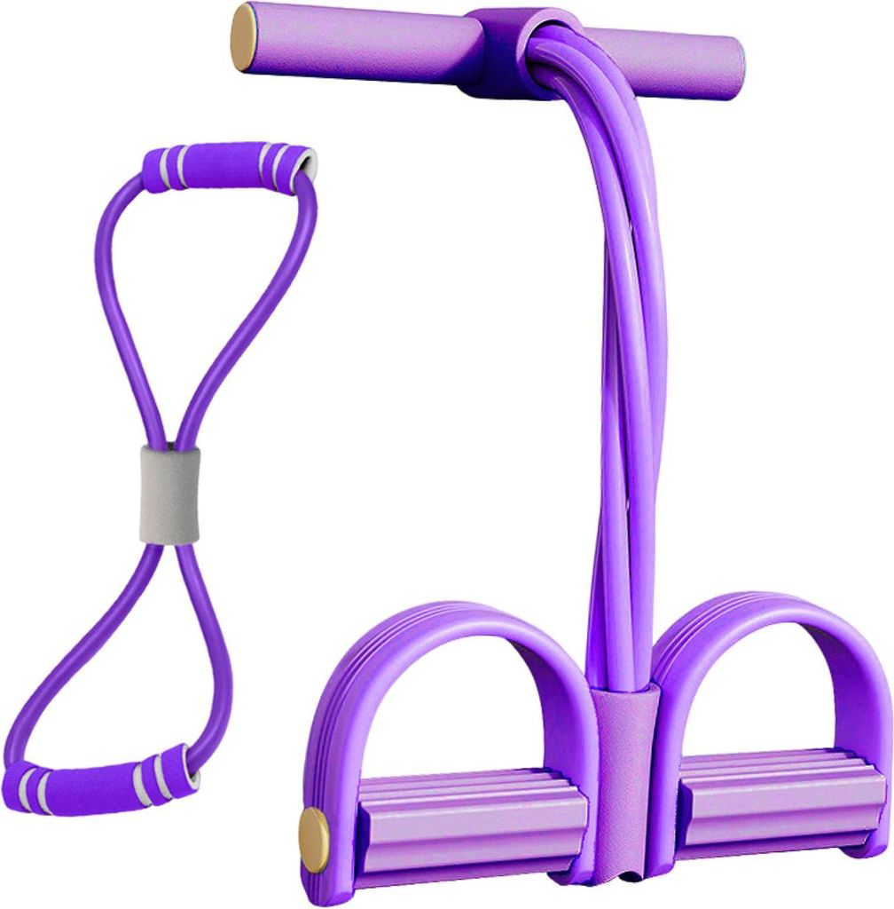 Figur 8 Widerstandsband 6-Rohr-Pedalzieher mit Griff Multifunktions-elastisches Yoga-Sit-up-Zugseil Männer Frauen Pedalspanner Trainingsgerät Tra...