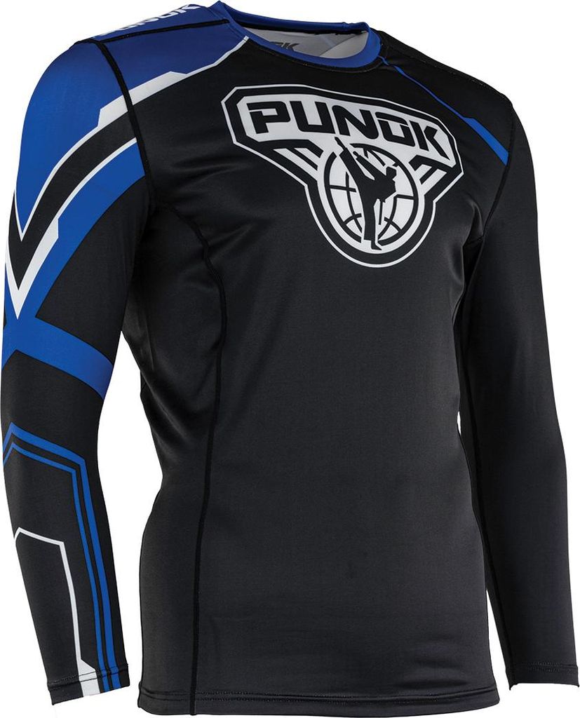 PUNOK Unisex Langarm Kompressionsshirt Blau/Schwarz/Weiß S