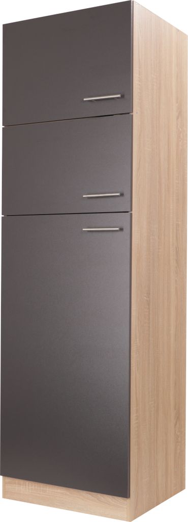 Umbauschrank Kühlschrank 60 cm Eiche Sägerau Grau Merle Respekta