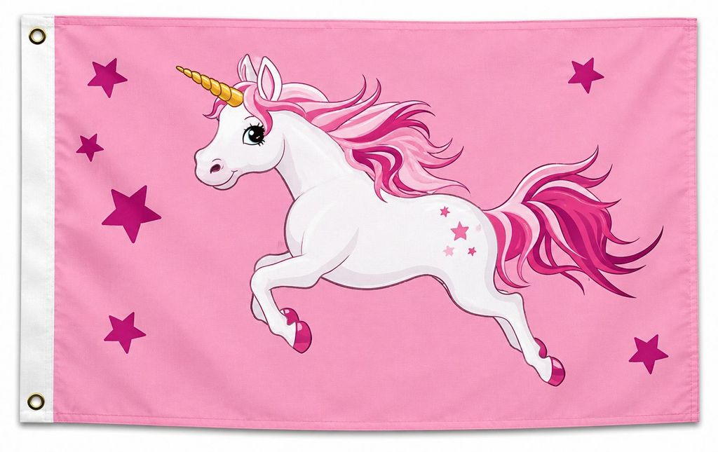 Flagge Einhorn Rosa 90 x 150cm, Stoffgewicht ca. 100 g/m² Produktbild 
