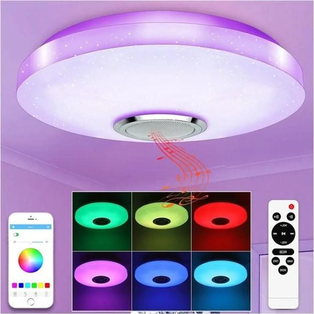 Plafonnier LED 36W dimmable connecté pour salle de bain RVB