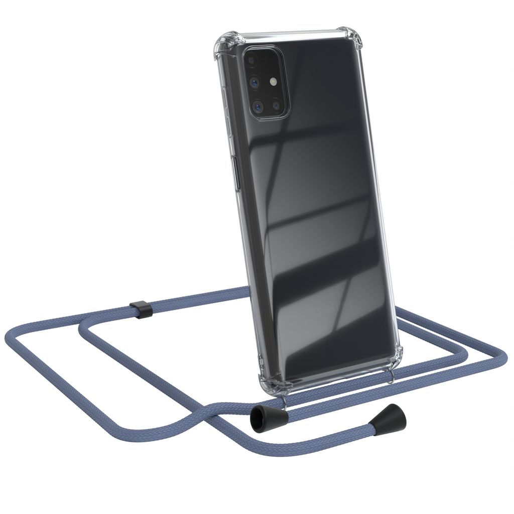 EAZY CASE Handykette kompatibel mit Samsung Galaxy M51, Handyhülle mit Umhängeband, Handykordel, Schutzhülle Clear, Band in Grün
