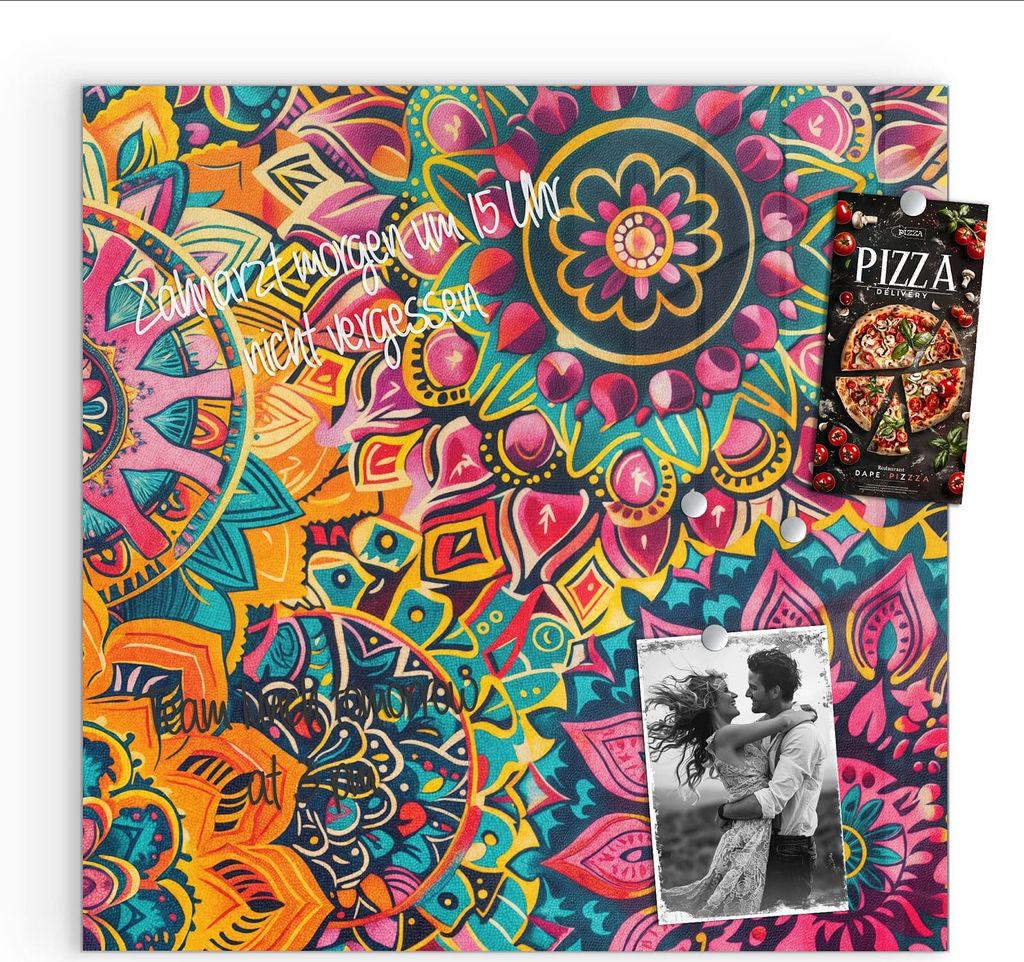 Magnettafel 30x30cm Pinnwand Whiteboard beschreibbar - Mandala Design
