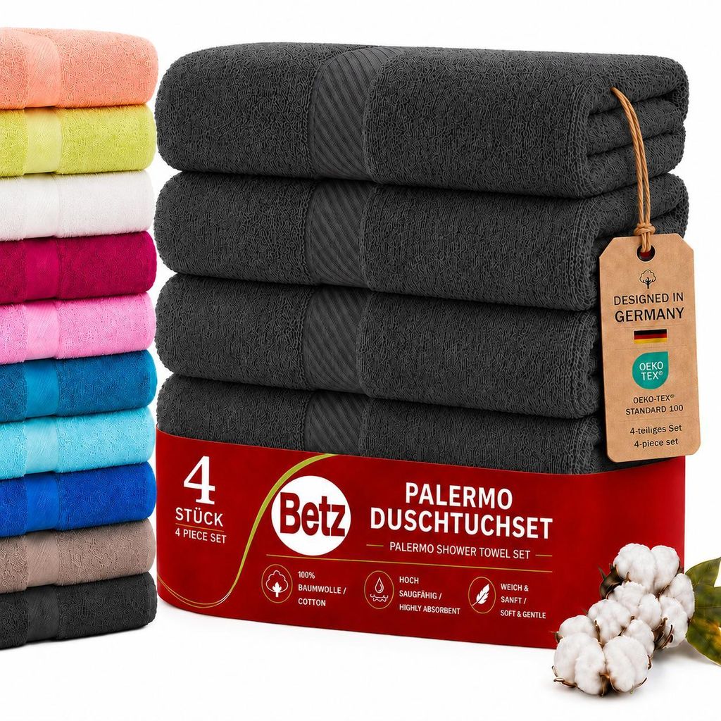 Betz 4 Stück Duschtücher Set Palermo Größe 70x140 cm 100% Produktbild 
