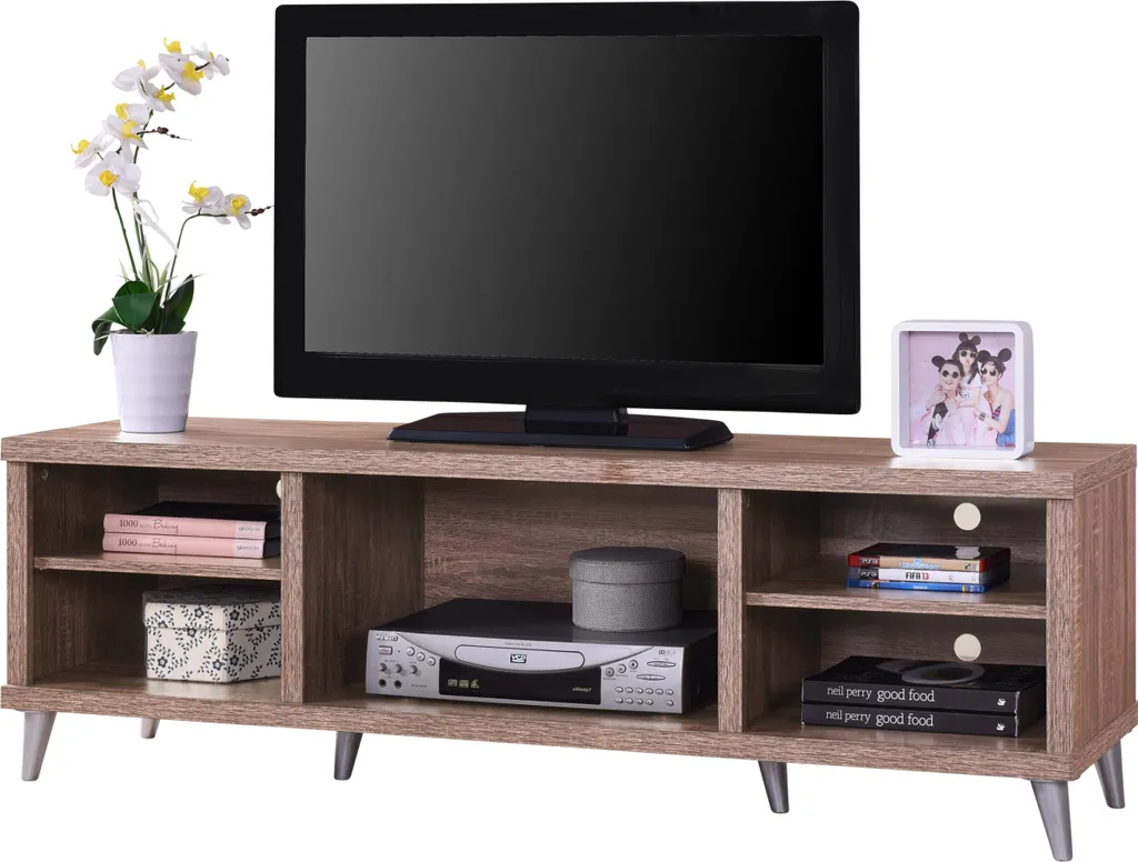 Meuble TV Konya 142cm en Noyer - Armoire de Salon au Design Moderne