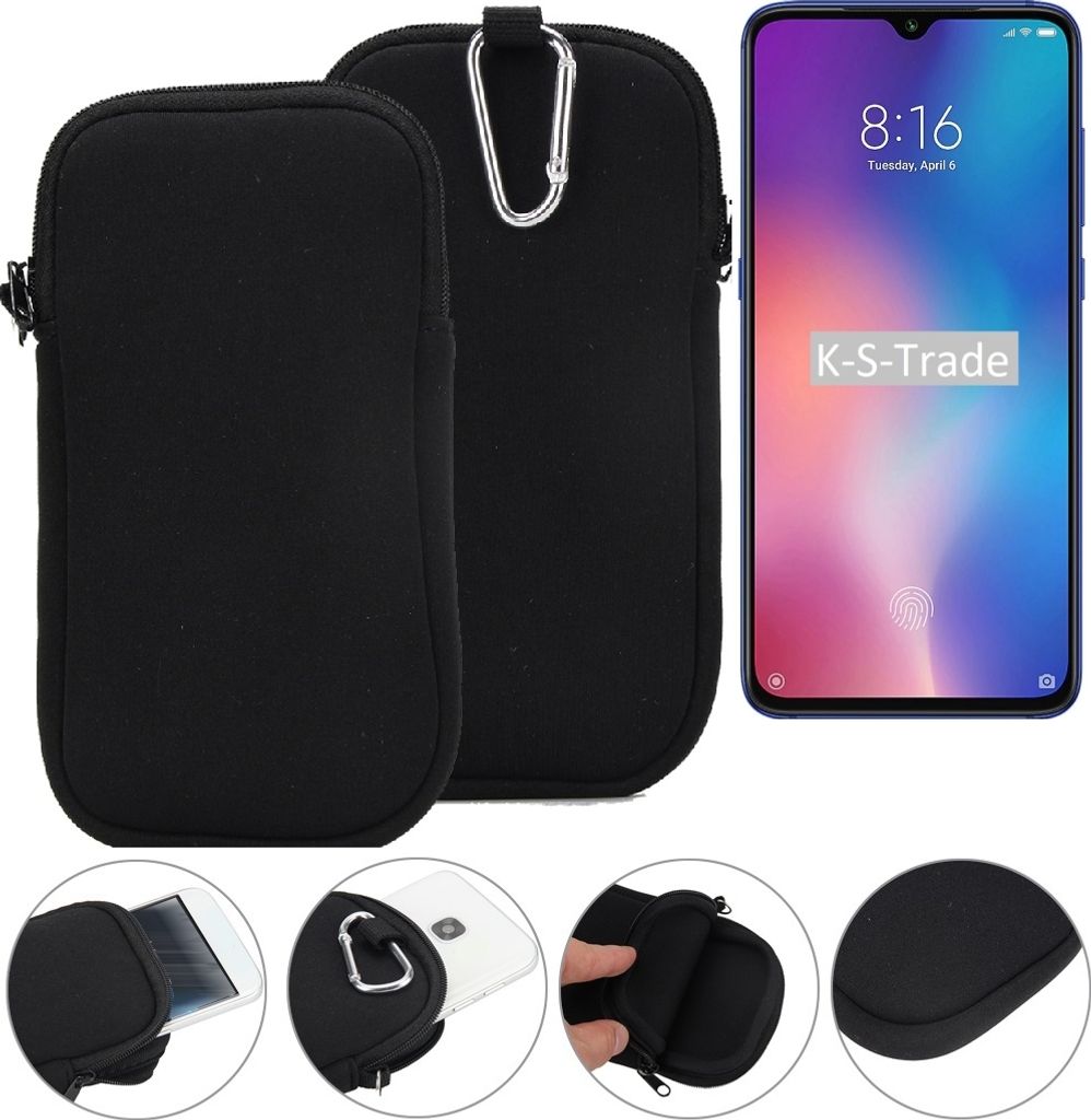 K-S-Trade Neopren-Hülle Handyhülle kompatibel mit Xiaomi Mi 9 Schutzhülle Neoprenhülle Sleeve Schutz-Hülle Gürtel Tasche Case Holster