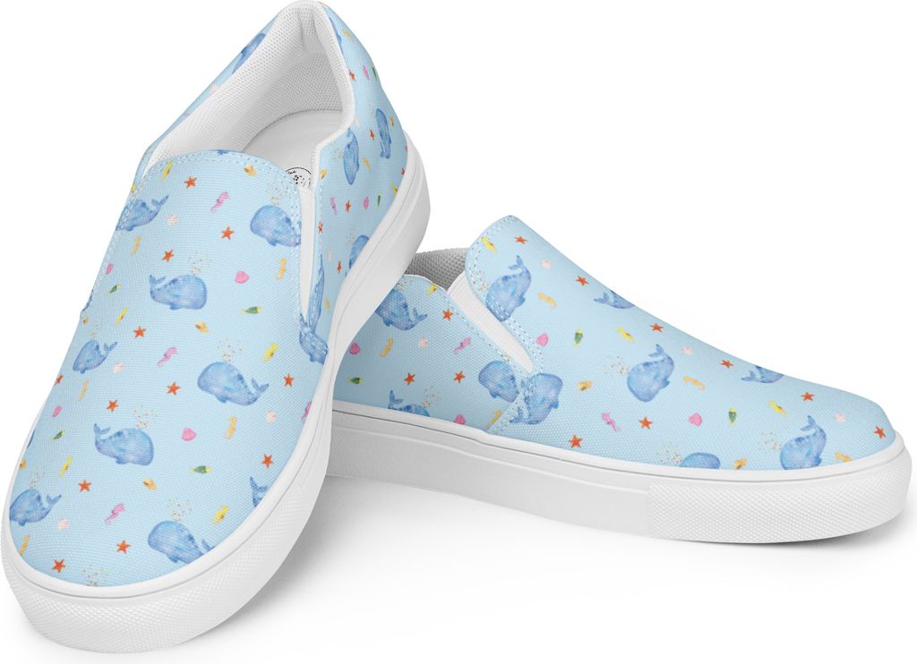 Mr. & Mrs. Panda Damen Slipper Wal Konfetti Größe 35 1/2 - Blau - Geschenk, Loafer, Trennung, Diät, Espadrilles, Abnehmen, Meer, Halbschuhe, Geb...