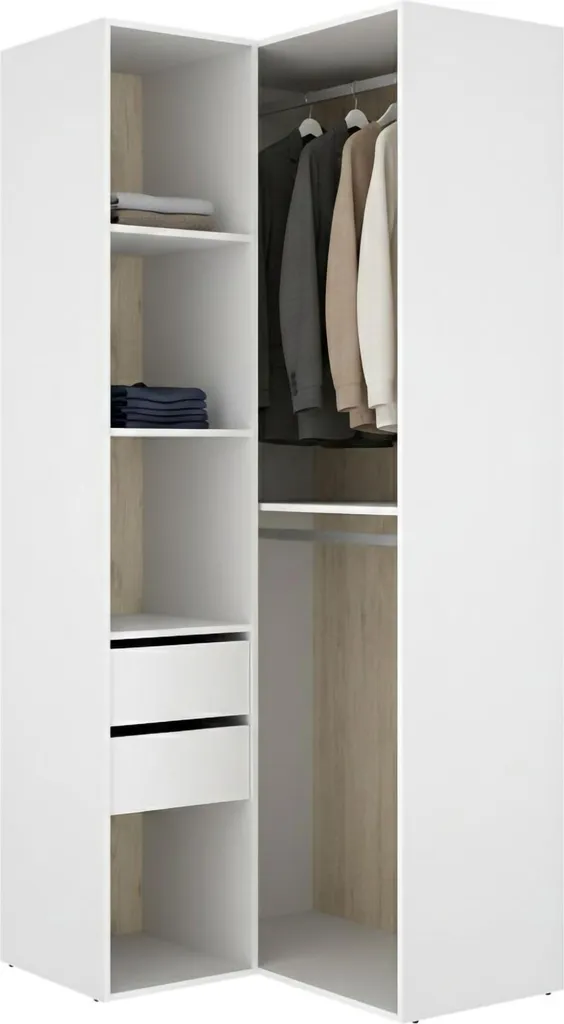 Armoire gain de place Labuco blanche 105 cm pour chambre encombrée