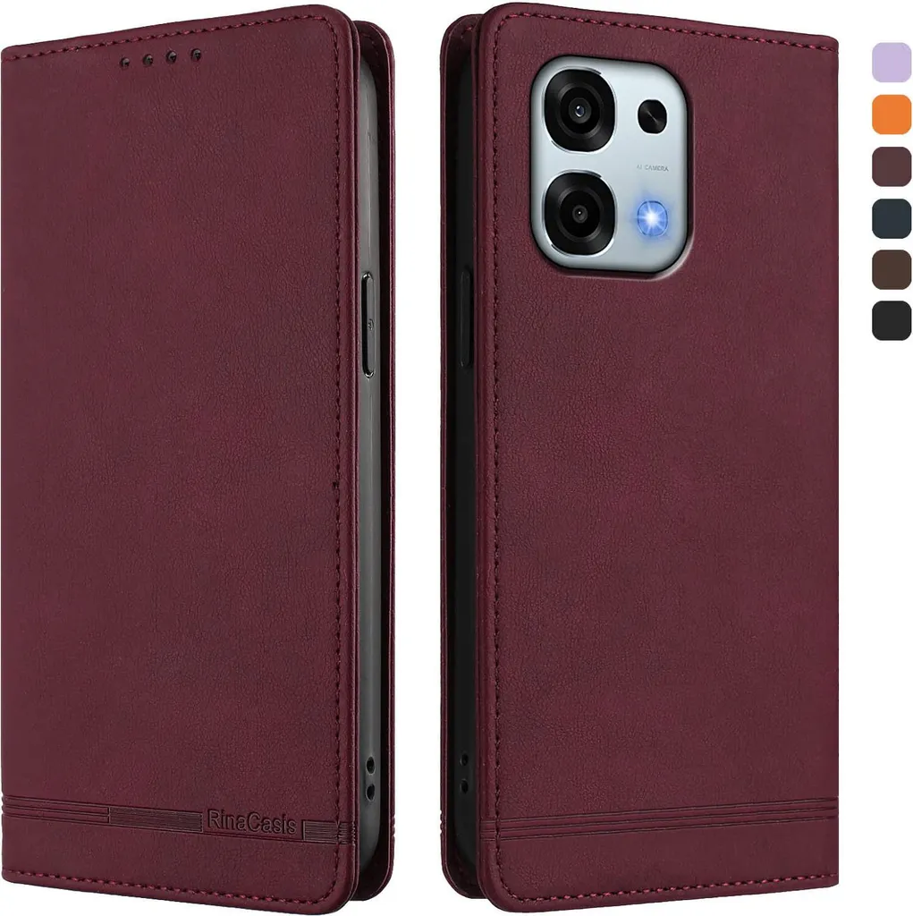Custodia Rosso Oppo A6 Pro | Cover Chic in Ecopelle con Slot Carte - 1