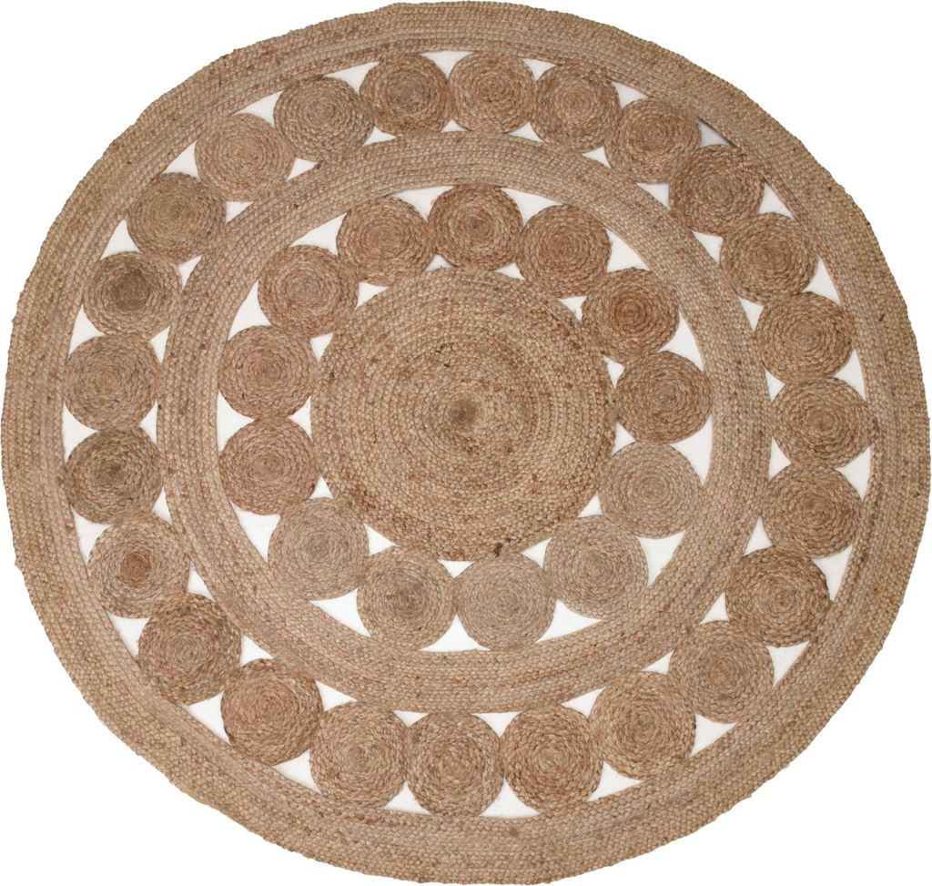 Okrągły dywanik boho 150 cm, ręcznie tkany z juty - Zdjęcie produktu 