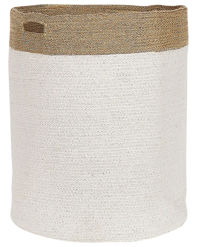 BELIANI Lot de 2 Paniers de Rangement en Coton Blanc et Beige Clair