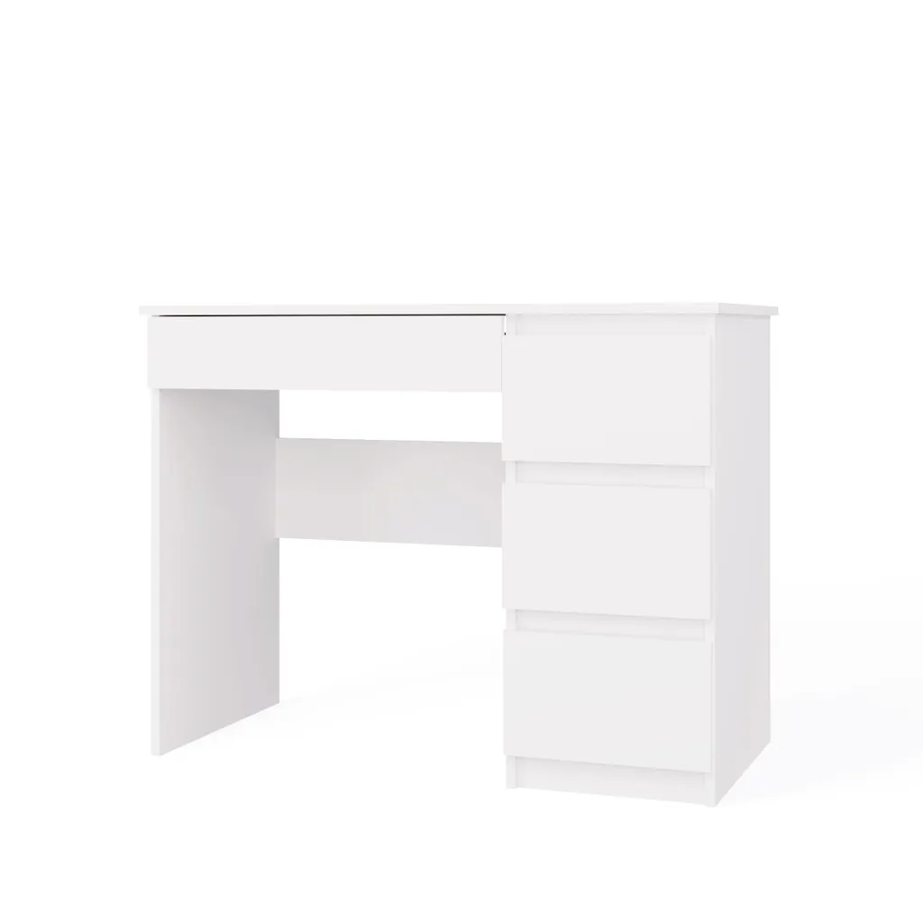 Table de bureau droite TRISTON blanc mat style scandinave pour chambre