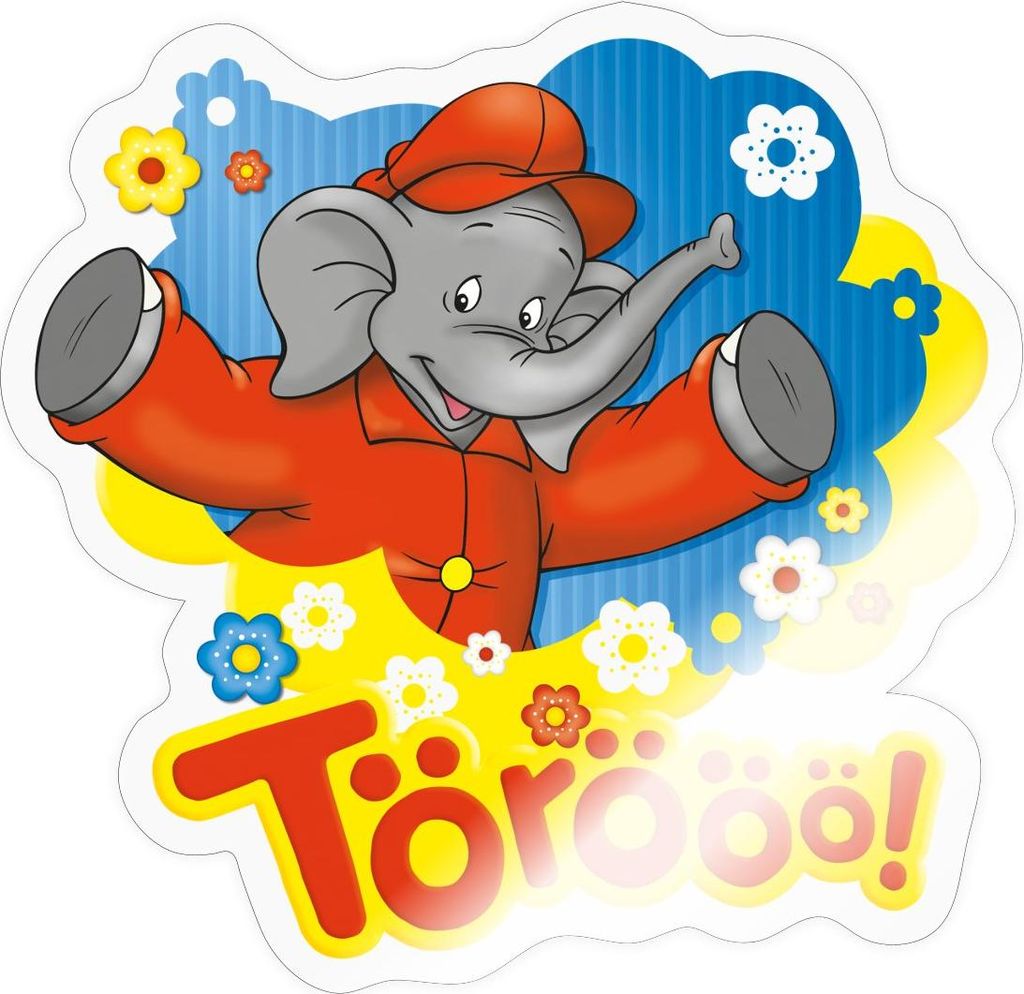 Spreadshirt Benjamin Blümchen Trötet Töröö Und Winkt Sticker Aufkleber, 10 x 10 cm, Transparent glänzend