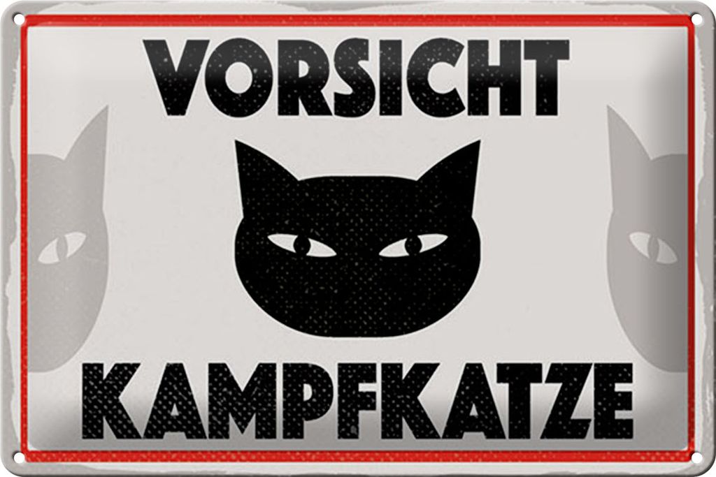 Blechschild Hinweis 20x30 cm Vorsicht Kampfkatze Schild