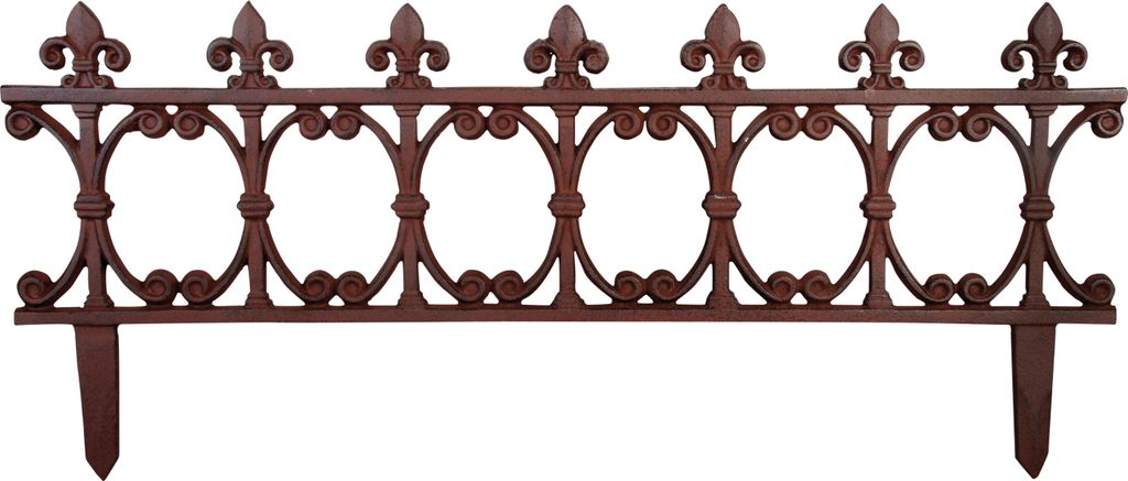 A decorative garden border fence.