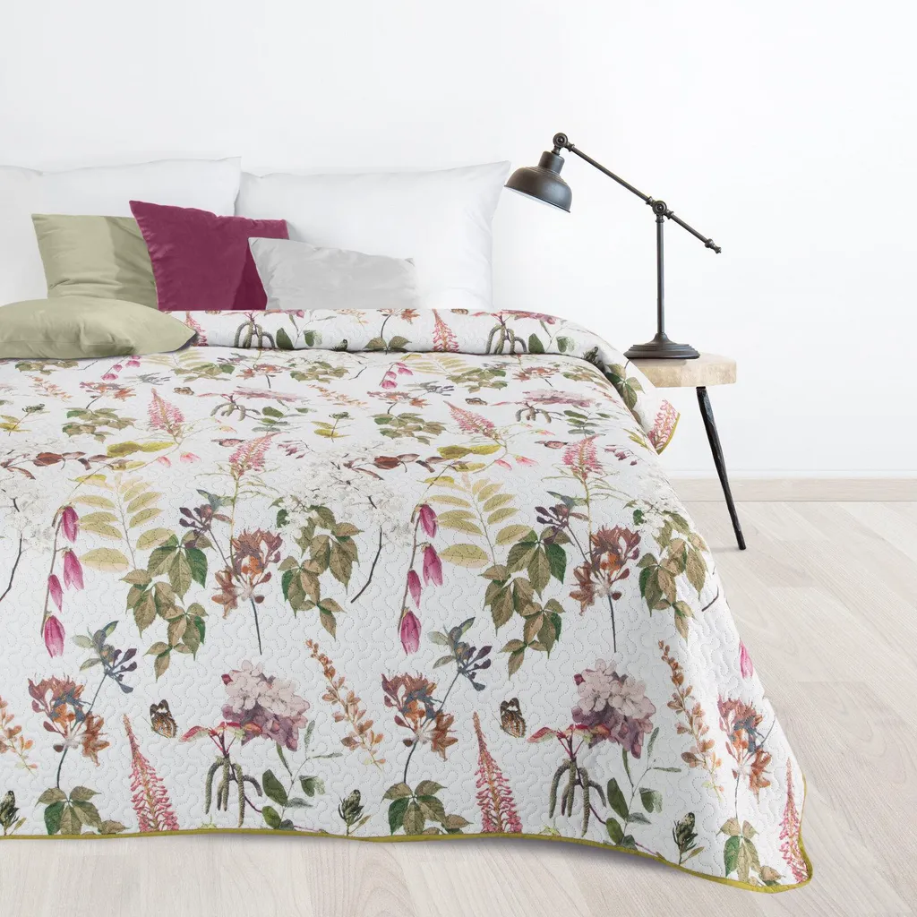 Copriletto Moderno 200x220 Rosa Verde Bianco - Design Camera da Letto