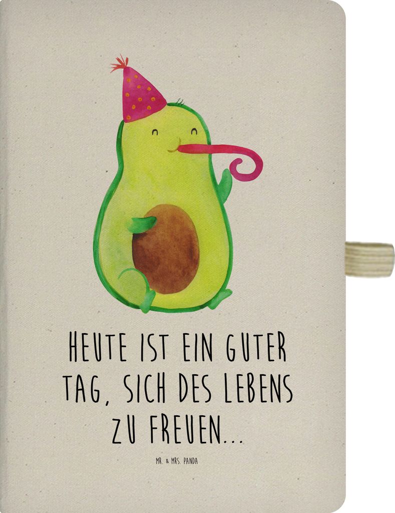 Mr. & Mrs. Panda Journal Avocado Feier - Transparent - Geschenk, Notizbuch A5, Geburtstag, Gute Laune, Fete, Tagebuch, Skizzenbuch, Kladde, Tröte,...