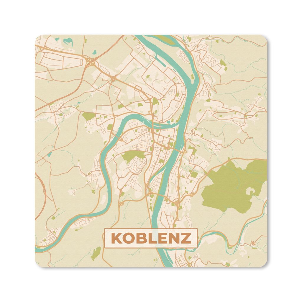 MuchoWow Mauspad Mousepad Koblenz - Jahrgang - Karte - Stadtplan 30x30 cm - Mousepads - Maus Mat - Pad - Mausunterlage - Gaming